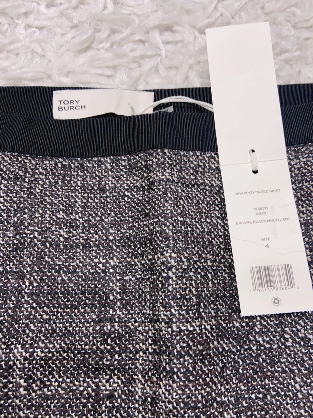 NWT $698 Tory Burch Wrapped Tweed Wool Midi Skirt Size 2,4